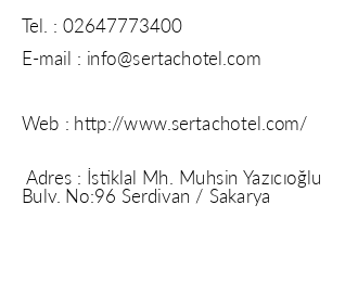 Serta Hotel iletiim bilgileri